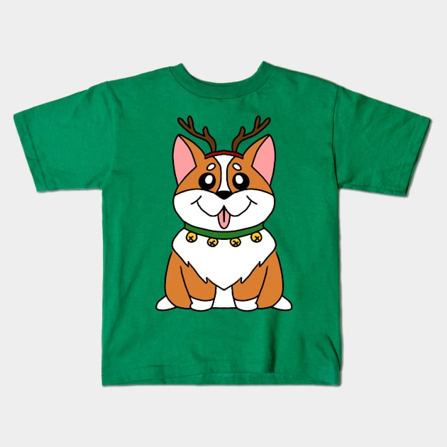 Christmas Corgi Kids T-Shirt by SolarCrush